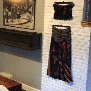 Free people strapless maxi skirt set. Sz S